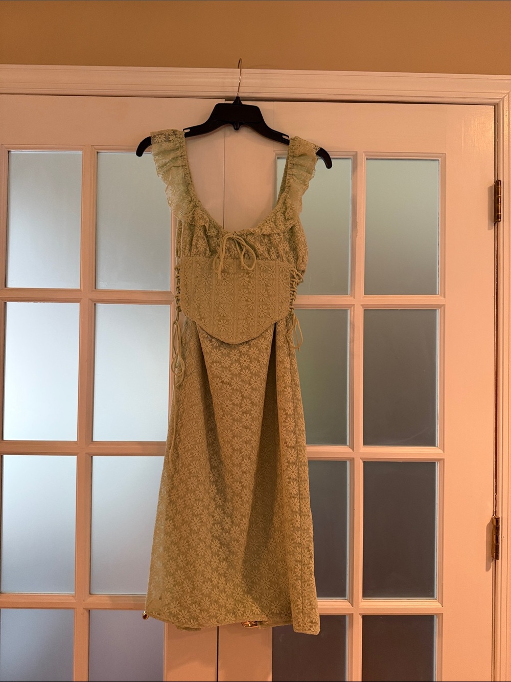 Sage Green Ruffle-Trim two piece top and bottom